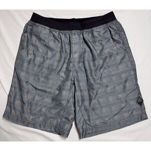 Prana Mojo Shorts Gray/Green Plaid Print Mens Size Medium